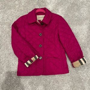 Girls quilted pink Burberry jacket coat